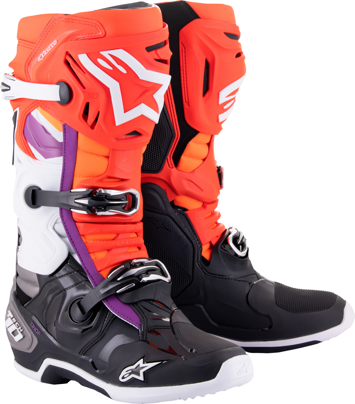 Tech 10 Boots Blk/Flo Red/Flo Org/Wht Sz 8
