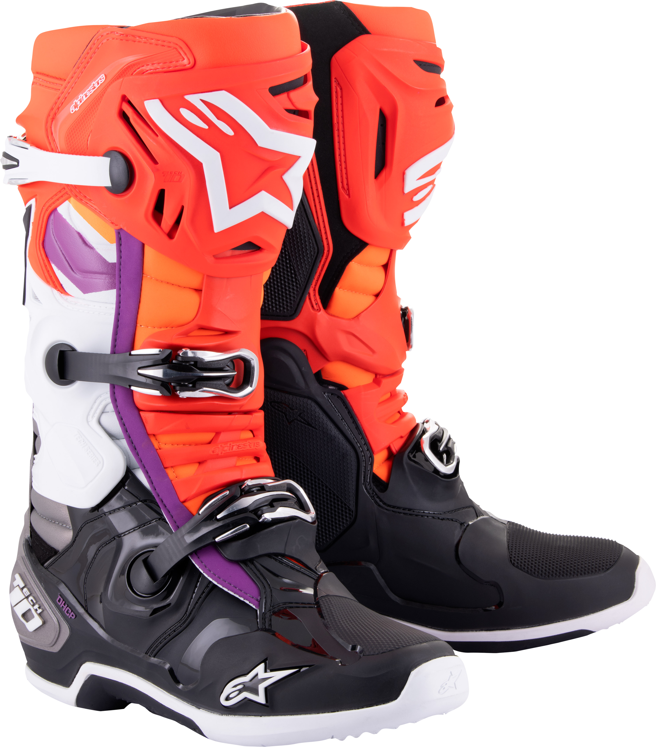 Tech 10 Boots Blk/Flo Red/Flo Org/Wht Sz 8