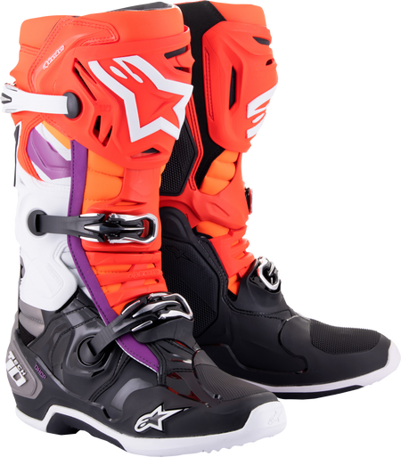 Tech 10 Boots Blk/Flo Red/Flo Org/Wht Sz 8