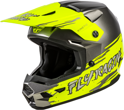 Fly Racing Kinetic Surge Youth Helmet – Grey / Hi-Vis Yellow