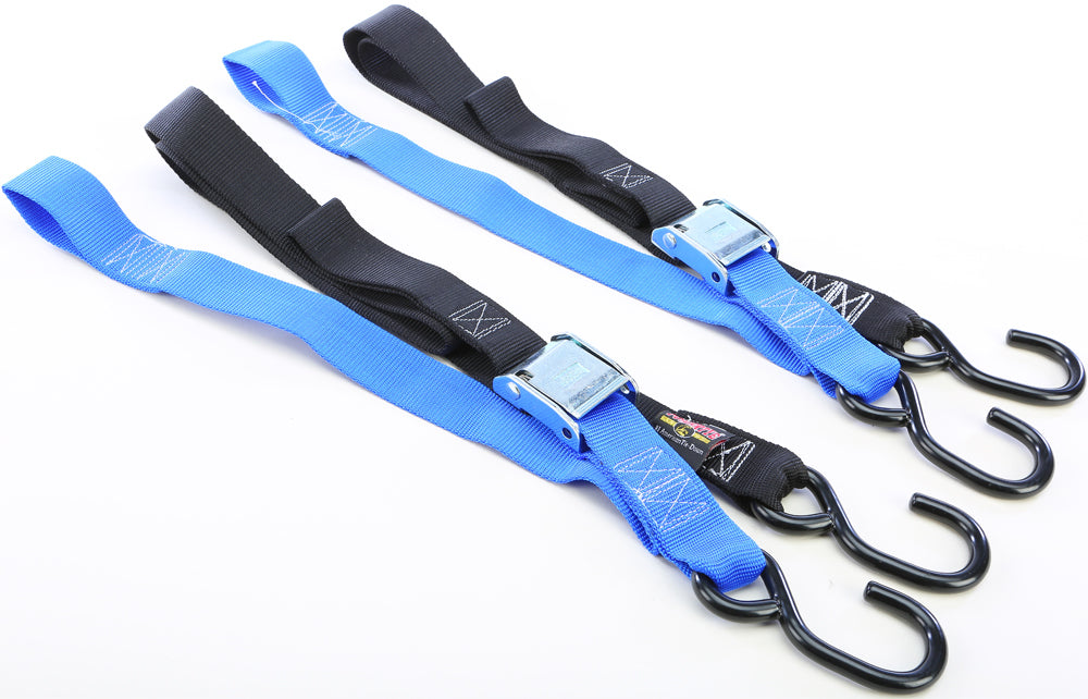 Tie Down Cam S Hook Soft Tye 1.5"X6' Black/Blue Pair