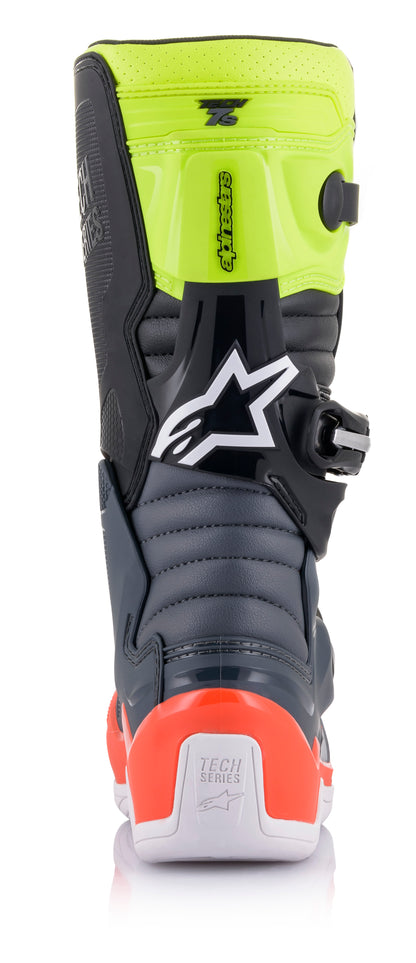 Tech 7s Boots Dark Grey/ Red Fluo/Yellow Fluo Sz 05