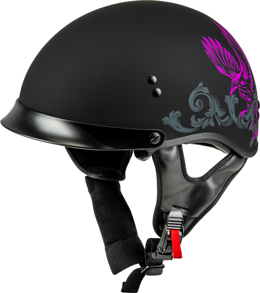 Hh 65 Corvus Helmet W/Peak Matte Black/Purple/Grey Lg