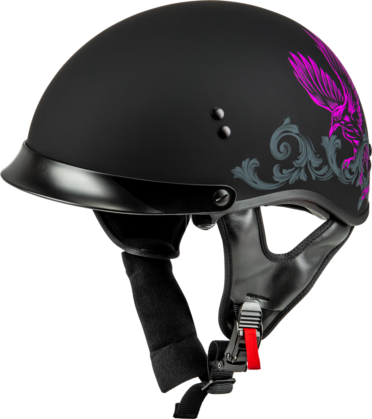 Hh 65 Corvus Helmet W/Peak Matte Black/Purple/Grey Lg