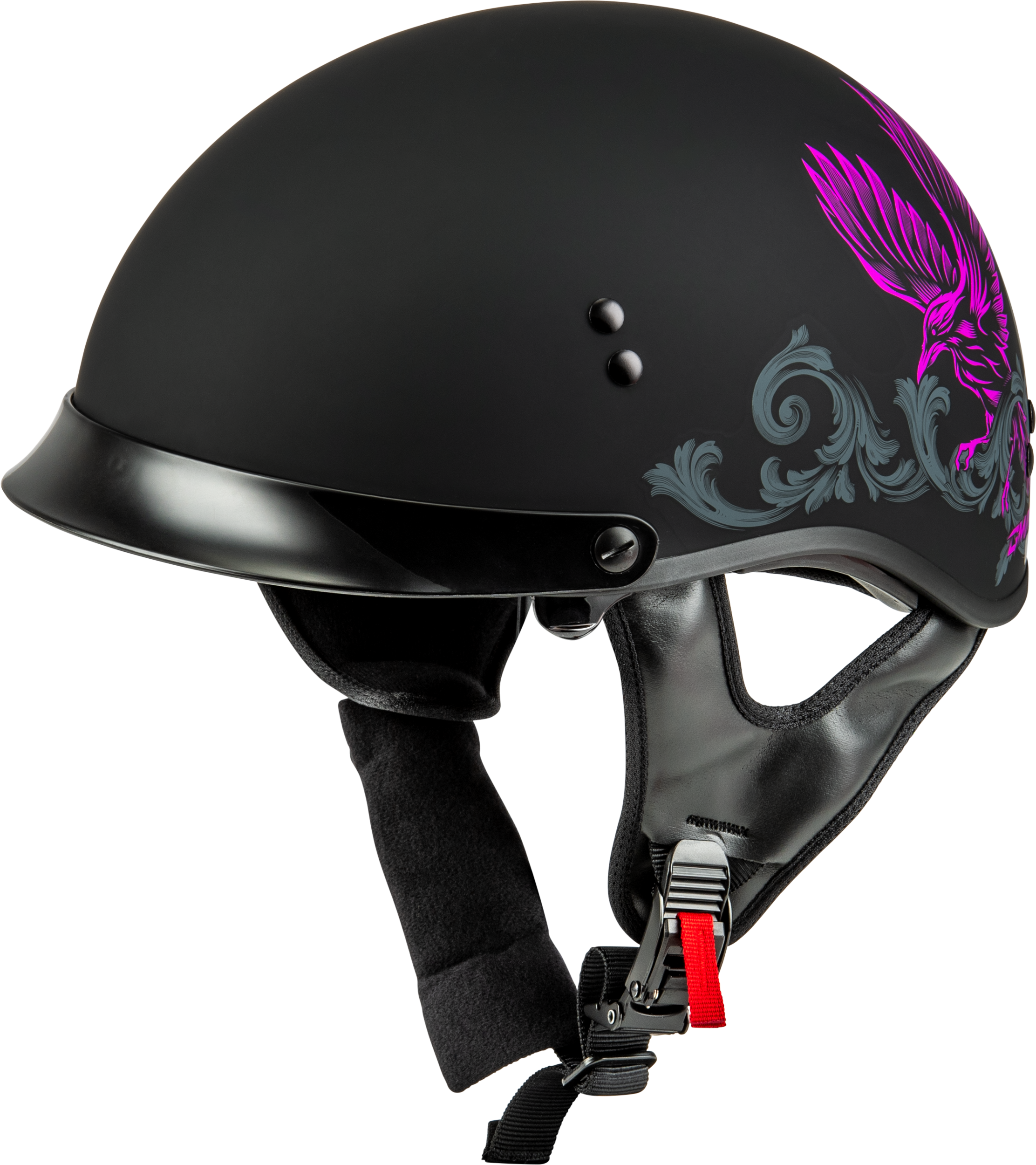 Hh 65 Corvus Helmet W/Peak Matte Black/Purple/Grey Lg