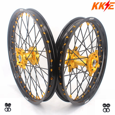 KKE 21 & 19 MX Wheels Rims for SUZUKI RMZ250 2007-2025 RMZ450 2005-2025 Black Spokes