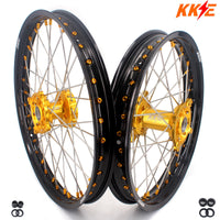 KKE 21 & 19 MX Rims for Suzuki RMZ250 2007-2025 RMZ450 2005-2025 Gold Nipple
