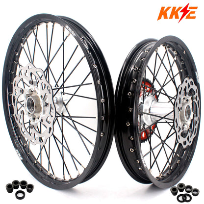 KKE 21/18 New Generation Cast Hub Billet Wheels Fit For KTM EXC XC-W XCF-W EXC-F 2003-2025 Black Spokes