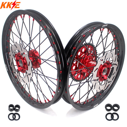 KKE 21 & 19 MX Rims for Suzuki RMZ250 2007-2025 RMZ450 2005-2025 Black Spokes