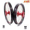 KKE 21 & 19 Wheels for Suzuki RMZ250 2007-2025 RMZ450 2005-2025 Red Nipples