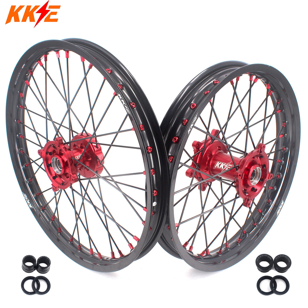 KKE 21 & 19 MX Rims for Suzuki RMZ250 2007-2025 RMZ450 2005-2025 Black Spokes