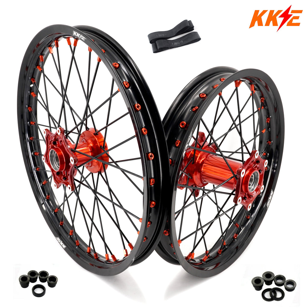 KKE 21" 18" Cast Enduro Wheels For KTM EXC EXC-F EXC-E 2003-2025 Black Spokes