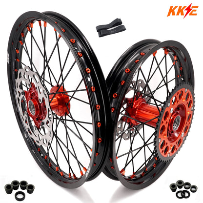 KKE 21" 18" Cast Enduro Wheels For KTM EXC EXC-F EXC-E 2003-2025 Black Spokes