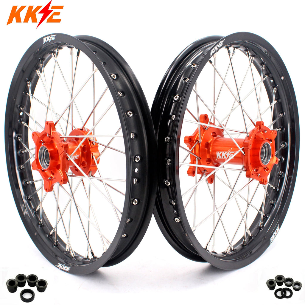 KKE 1.85*19 & 2.15*19 Flat Track Wheels for KTM EXC EXC-F EXC-W 125-530CC 2003-2025 Spoked Rims