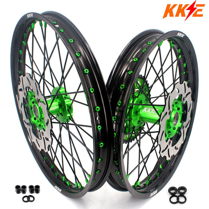 KKE 21/19 MX Dirtbike Spoked Wheels Rims For KAWASAKI KX250F KX450F 2006-2014 Disc