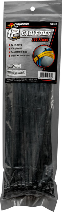 Performance Tool W2912 High Strength 12" Cable Tie - 100 Pack