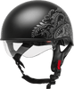 Hh 65 Half Helmet Rose Naked Matte Black/Silver Sm