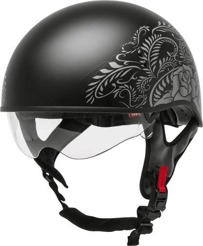 Hh 65 Half Helmet Rose Naked Matte Black/Silver Lg