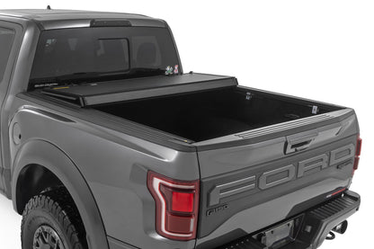 Rough Country | Hard Tri-Fold Flip Up Bed Cover | 5'7" Bed | Ford F-150 (21-26)/F-150 Lightning (22-26) | 49221550