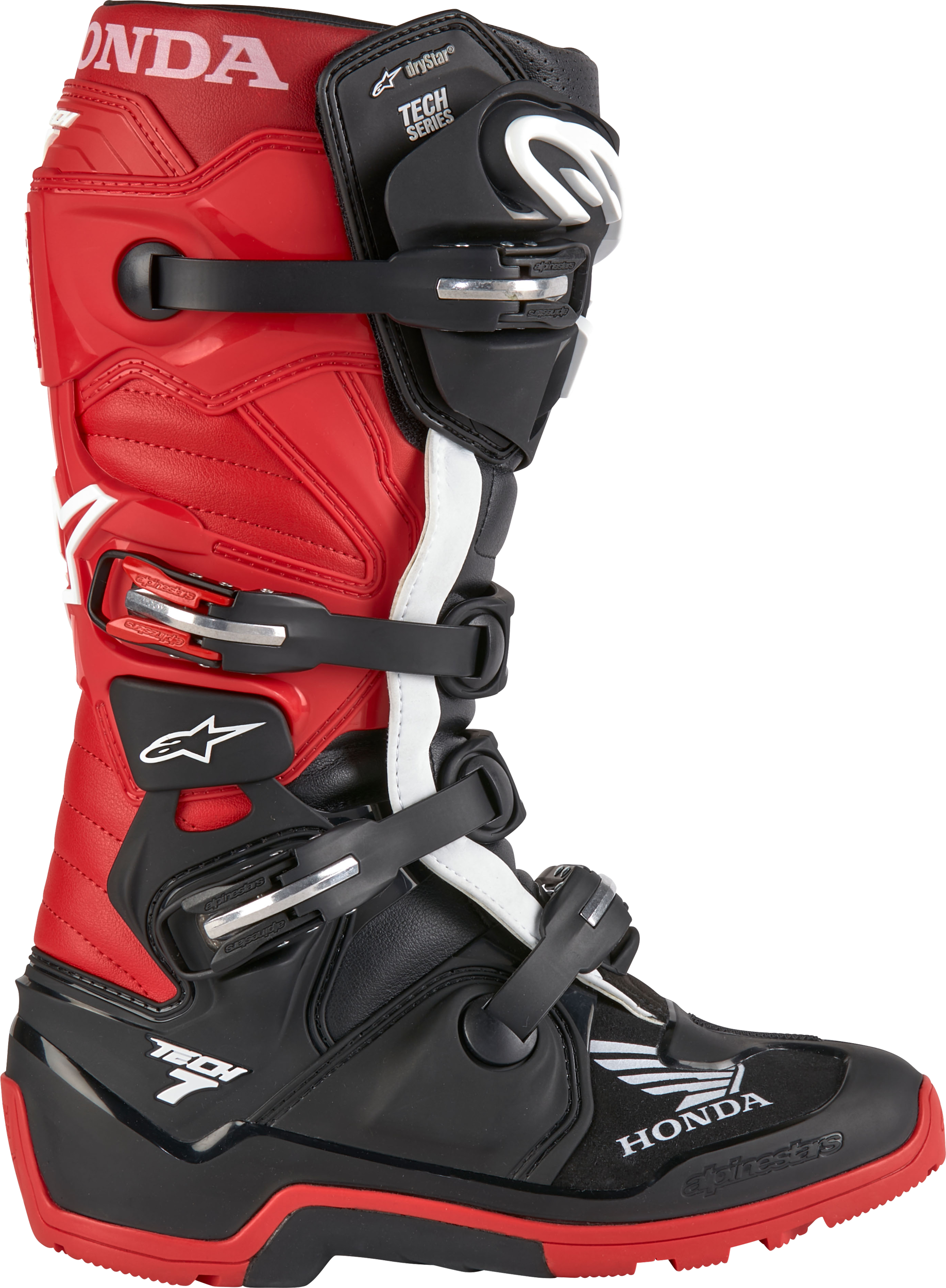 Honda Tech 7 Enduro Drystar Black/Bright Red Sz 16