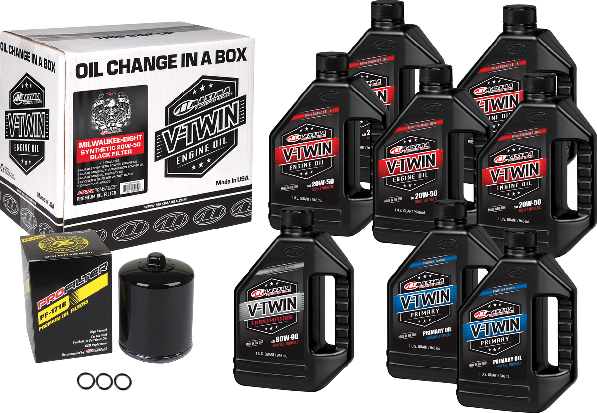 V Twin Syn Oil Change Kit M8 Black Filer