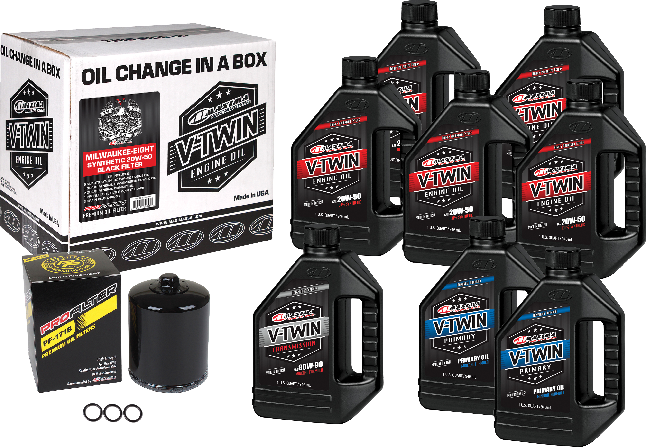 V Twin Syn Oil Change Kit M8 Black Filer