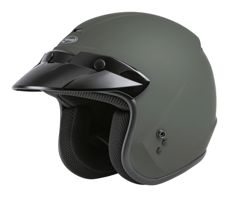 Of 2 Open Face Helmet Matte Green Sm