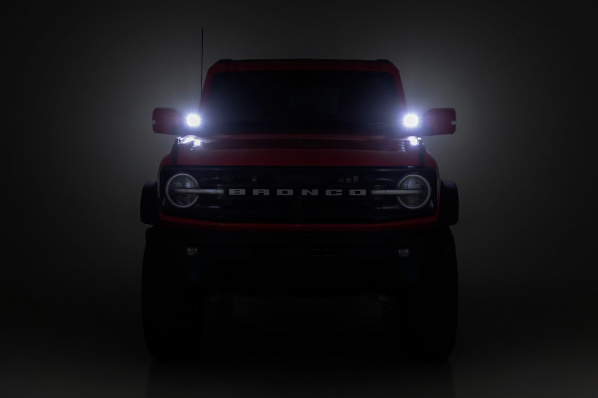 LED Light Kit | Ditch Mount | 3.5" Black Round Pair | Amber DRL | Ford Bronco (21-25) | 71078