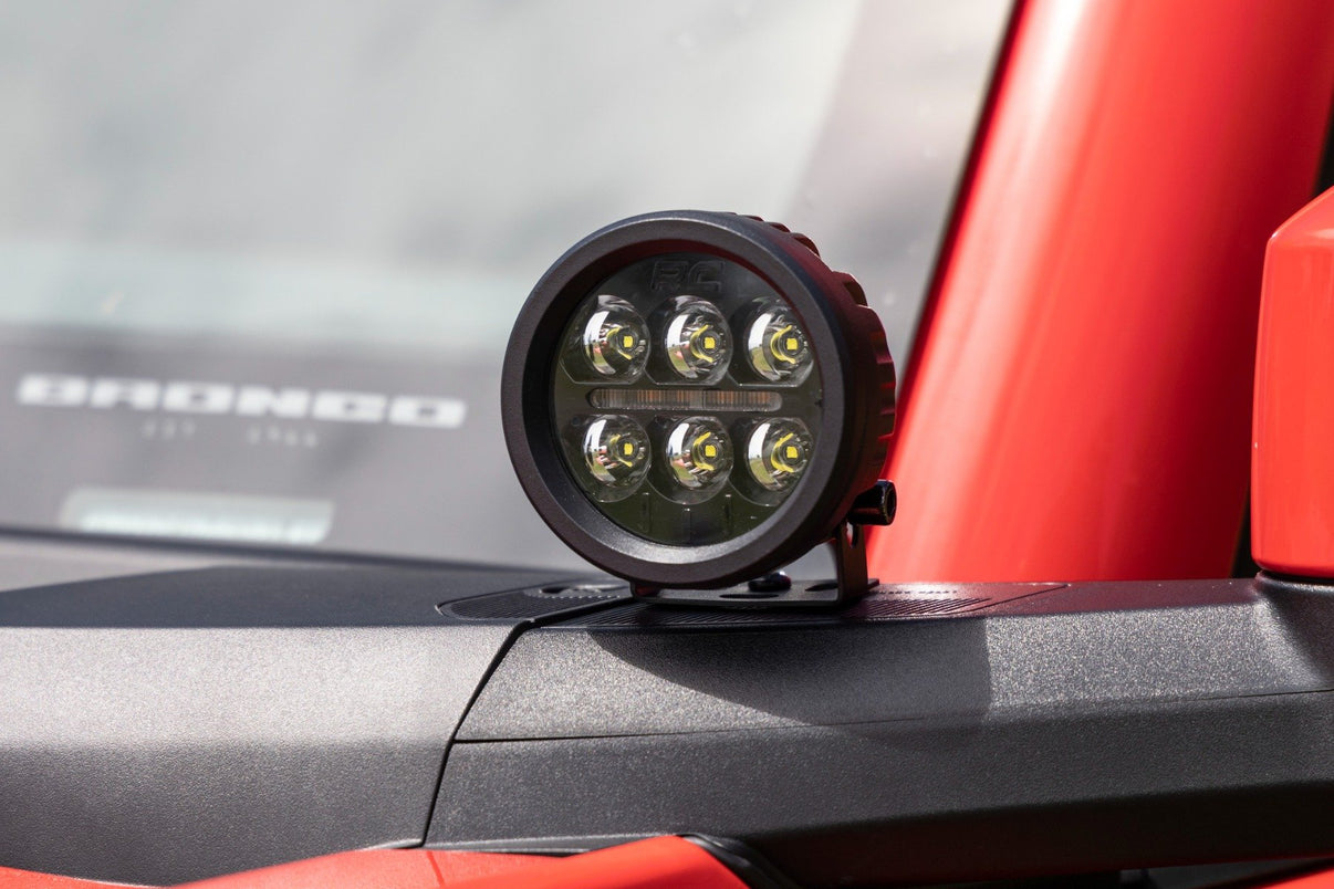 LED Light Kit | Ditch Mount | 3.5" Black Round Pair | Amber DRL | Ford Bronco (21-25) | 71078