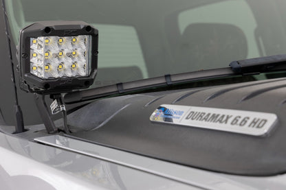 LED Light Kit | Ditch Mount | 2" Black Pair | Flood | Chevy 1500 & Chevy/GMC 2500HD/3500HD (07-14) | 71059
