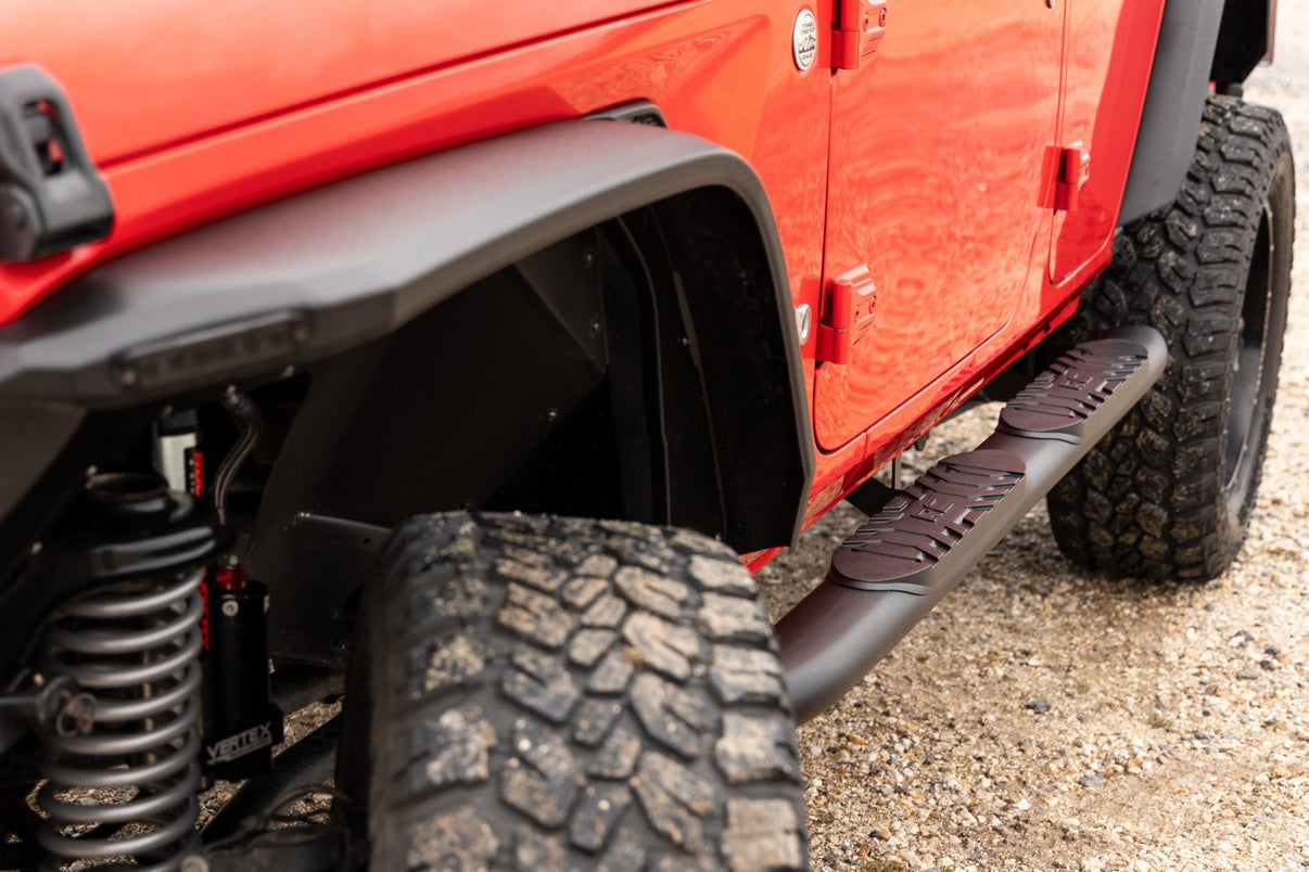 Oval Nerf Steps | 4 Door | Black | Jeep Wrangler Unlimited 4WD (2018-2025) | 21016