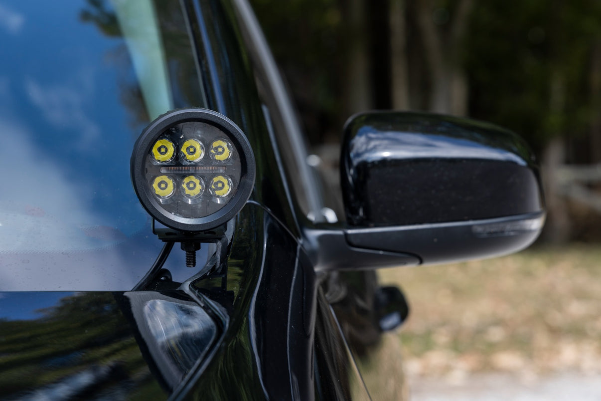 LED Light Kit | Ditch Mount | Black Series Round | 3.5 Inch | Amber DRL | Jeep Cherokee KL (14-21) | 70083