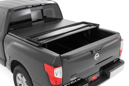 Rough Country | Soft Tri-Fold Bed Cover | 5'7" Bed | Nissan Titan 2WD/4WD (2017-2024) | 41816555A