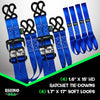 Rhino USA Heavy Duty Ratchet Tie-Down 4-Pack Blue 1.6In X 15Ft