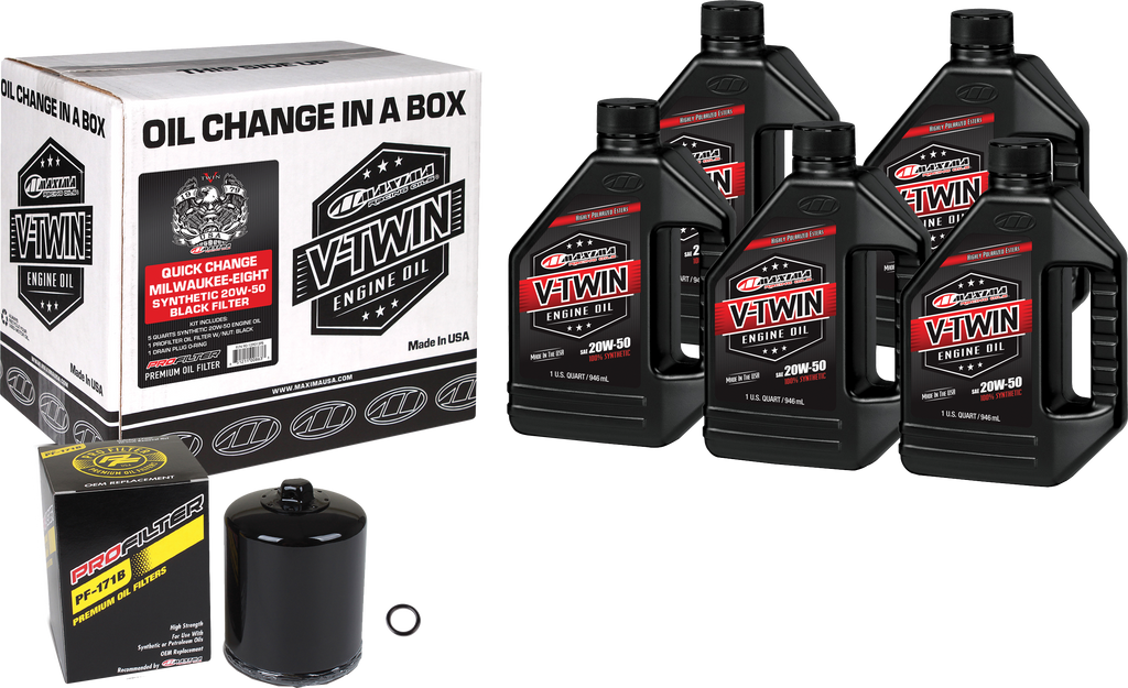 V Twin Syn Oil Change Kit M8 Black Filer