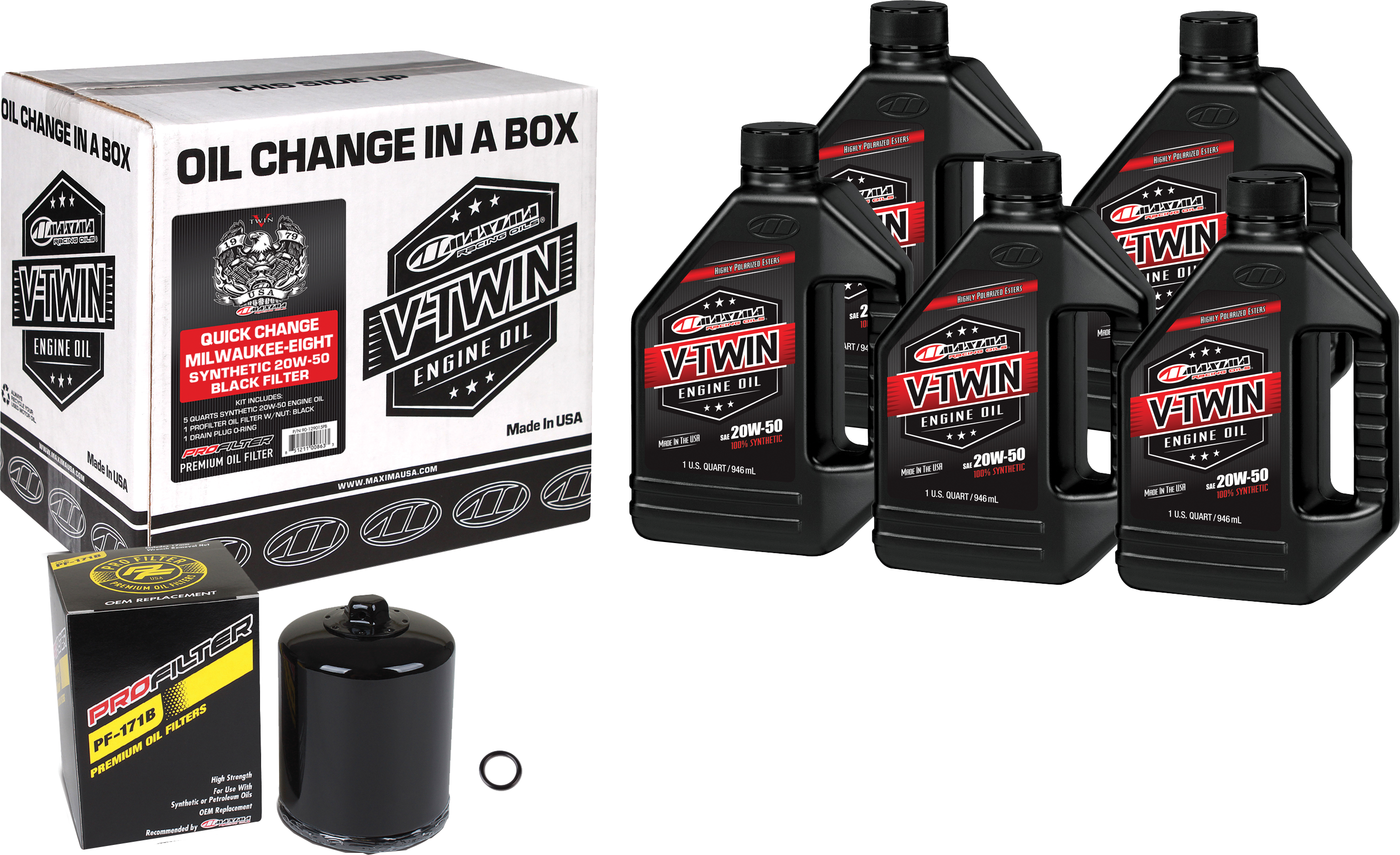 V Twin Syn Oil Change Kit M8 Black Filer