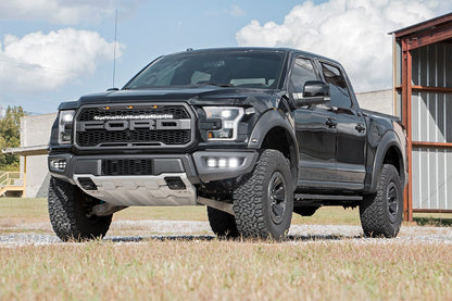 LED Light Kit | Fog Mount | Triple 2" Black Pair | Amber DRL | Ford Raptor (17-20) | 70700DRLA