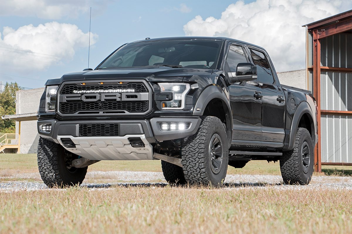 LED Light Kit | Fog Mount | Triple 2" Black Pair | White DRL | Ford Raptor (17-20) | 70700DRL