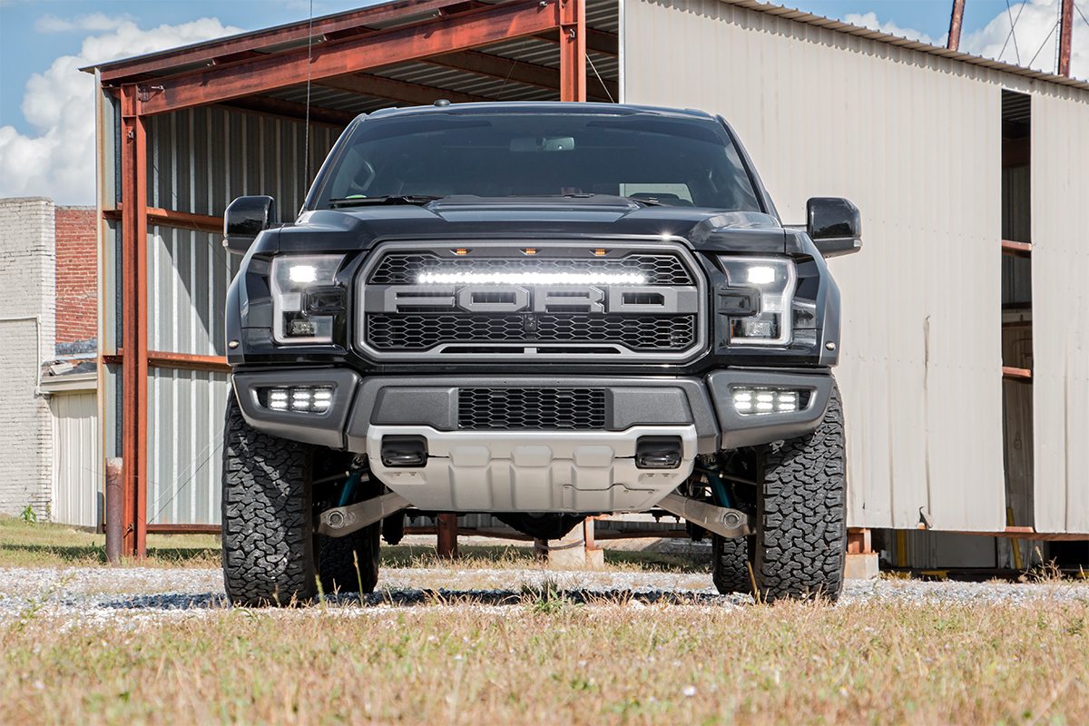LED Light Kit | Fog Mount | Triple 2" Black Pair | Amber DRL | Ford Raptor (17-20) | 70700DRLA