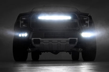 LED Light Kit | Fog Mount | Triple 2" Black Pair | Amber DRL | Ford Raptor (17-20) | 70700DRLA