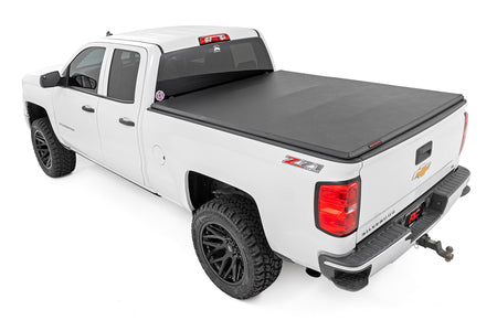 Rough Country | Soft Tri-Fold Bed Cover | 6'7" Bed | Chevy/GMC 1500/2500HD/3500HD (14-19 & Classic) | 41214650A