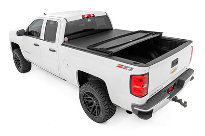 Rough Country | Soft Tri-Fold Bed Cover | 6'7" Bed | Chevy/GMC 1500/2500HD/3500HD (14-19 & Classic) | 41214650A