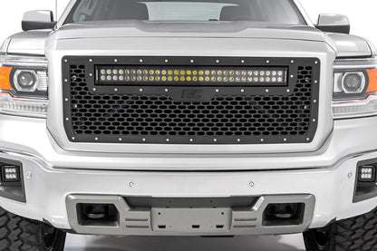 Mesh Grille | 30" Dual Row LED | Black | White DRL | GMC Sierra 1500 (14-15) | 70190DRL