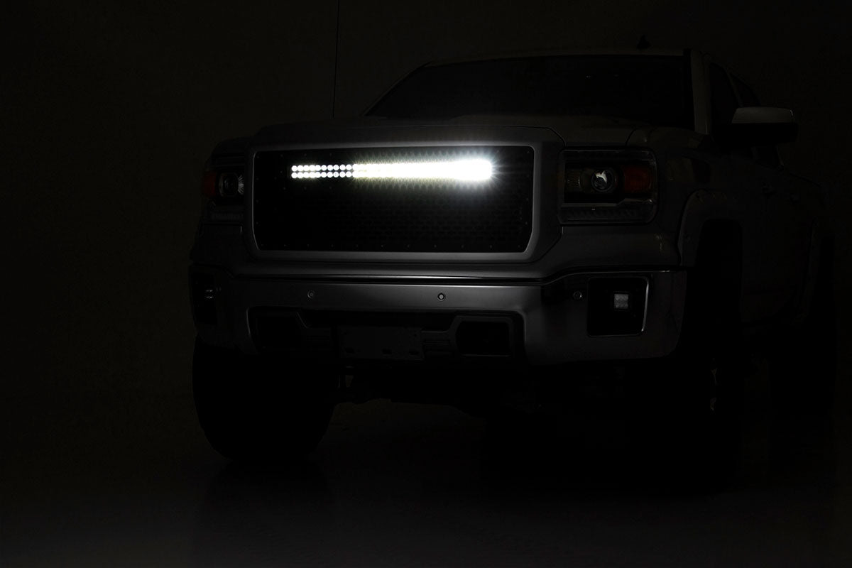 Mesh Grille | 30" Dual Row LED | Black | White DRL | GMC Sierra 1500 (14-15) | 70190DRL