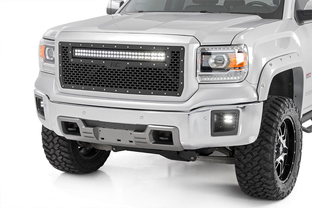 Mesh Grille | 30" Dual Row LED | Black | GMC Sierra 1500 2WD/4WD (2014-2015) | 70190