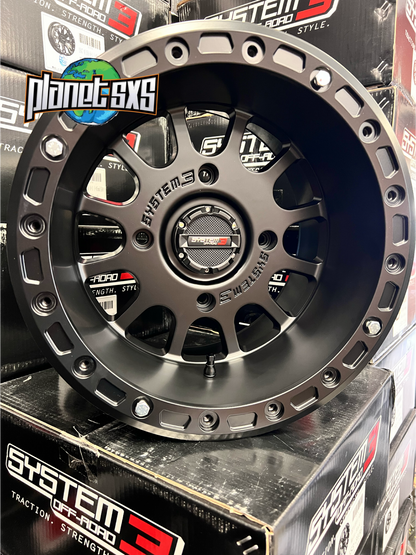 System 3 SB-5 Beadlock Wheels – Matte Black or Gunmetal | 14x7 & 15x7 | Fits Polaris, Can-Am, Honda UTVs
