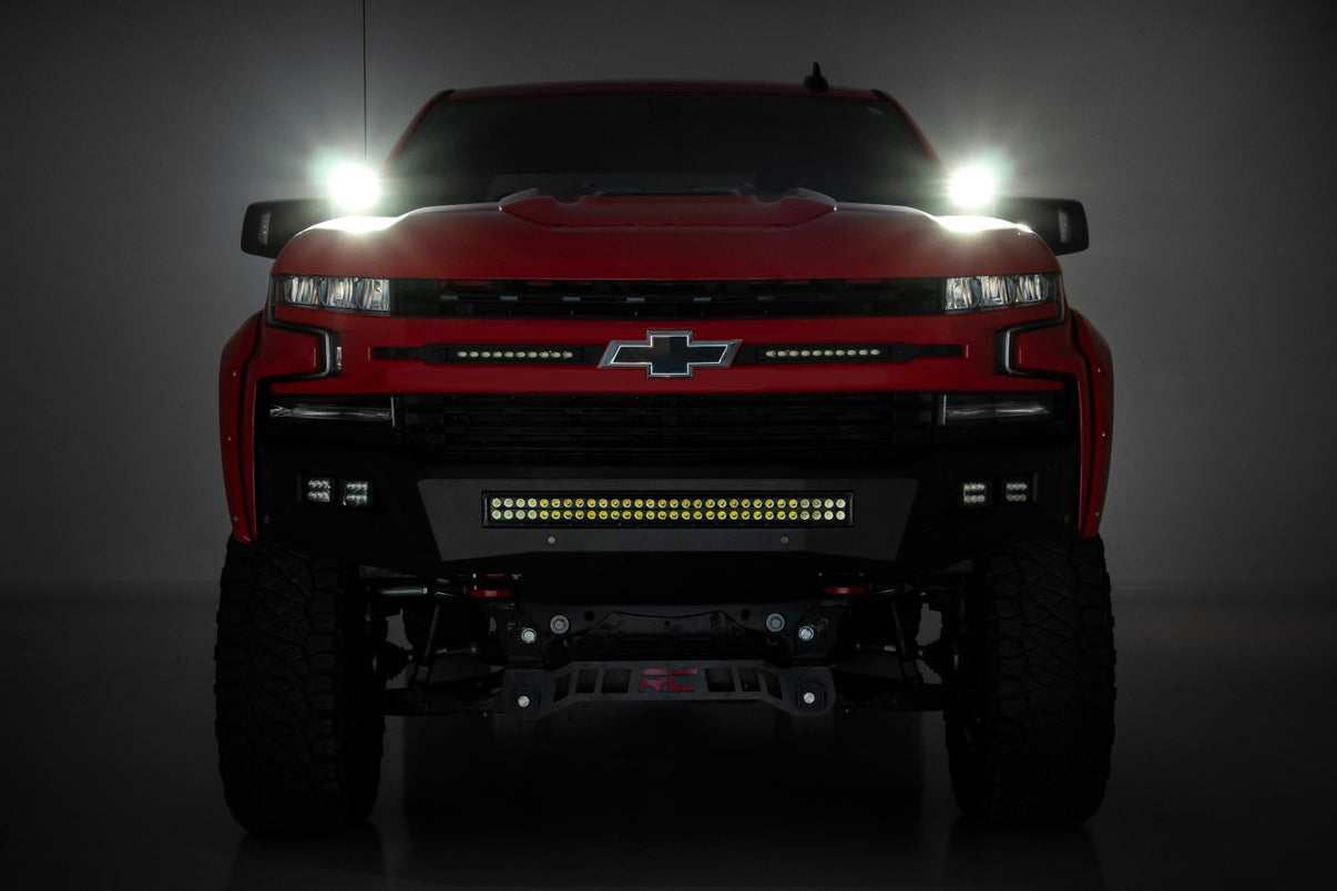 LED Light Kit | Ditch Mount | 2" Black Pair | Flood | Chevy Silverado 1500 (19-24) | 70842