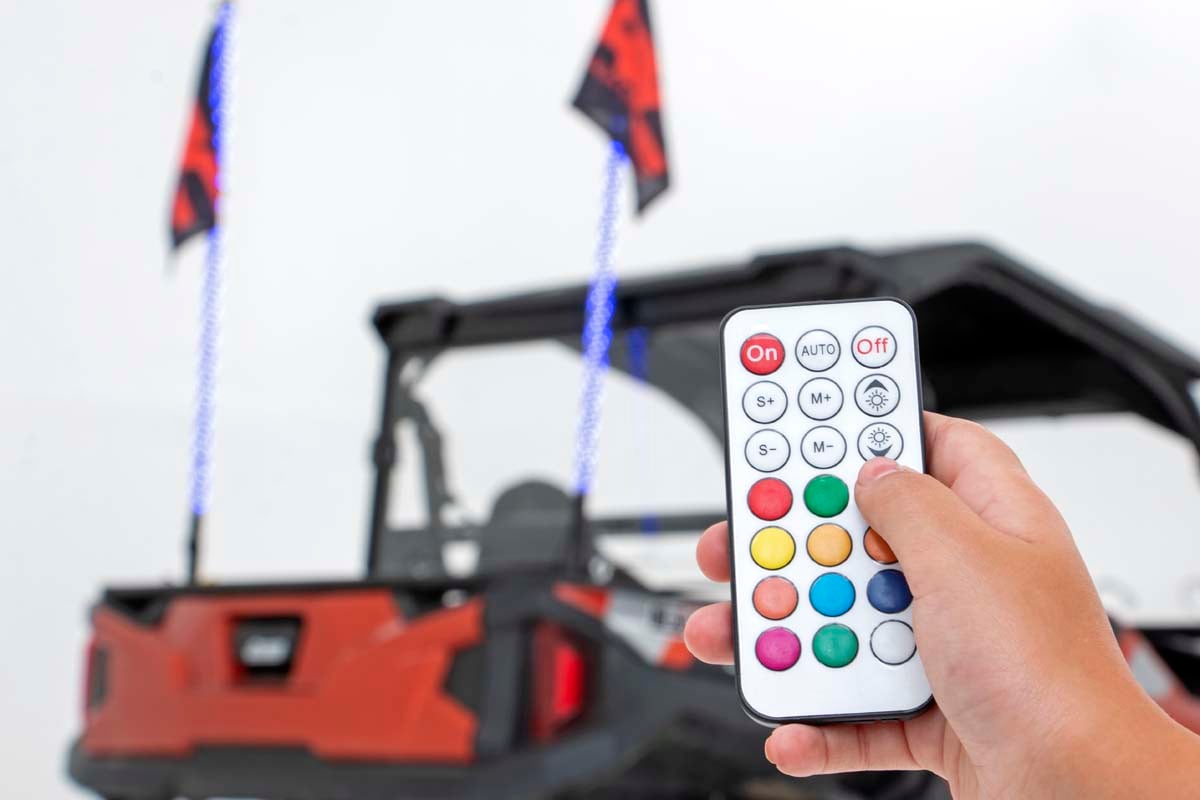 Whip Mount | Bed | 4' Multl-Color LED Whip Pair | Polaris General/Ranger 1000/Ranger XP 900/1000 | 93053