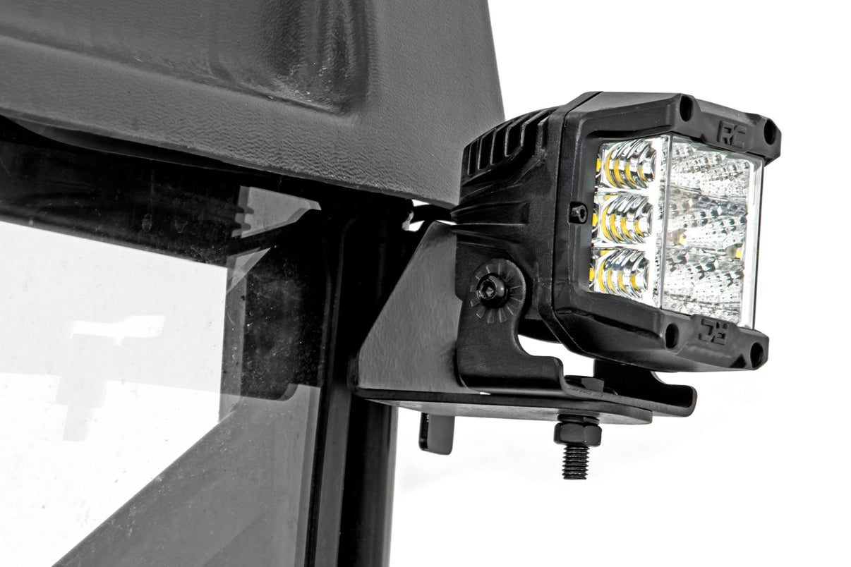 LED Light | RR Cage Mount | 2" Black Flood Pair | Polaris Ranger 1000/Ranger XP 900/1000 | 93145