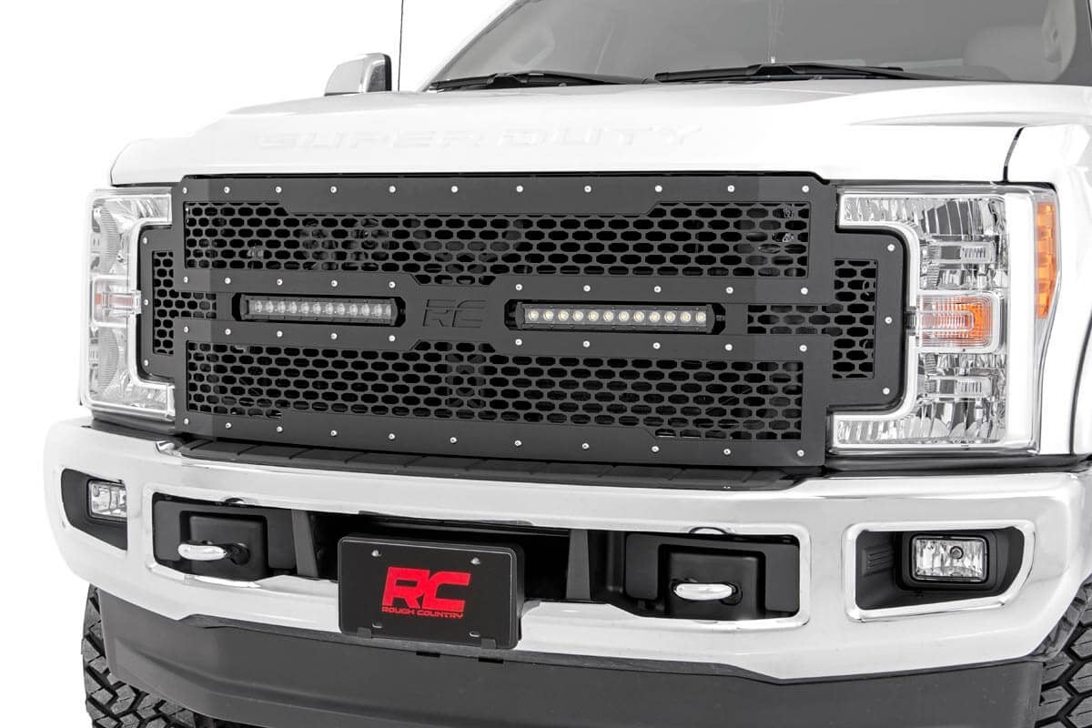 Mesh Grille | 12" Dual Row LED | Black | Ford F-250/F-350 Super Duty (17-19) | 70216